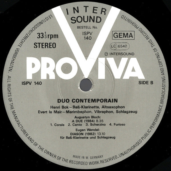 Duo Contemporain : Duo Contemporain (LP, Album)