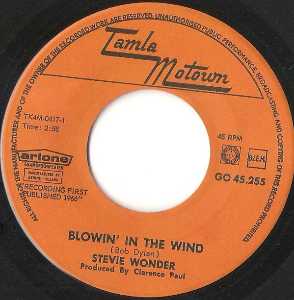 Stevie Wonder : Blowin' In The Wind  (7", Single)