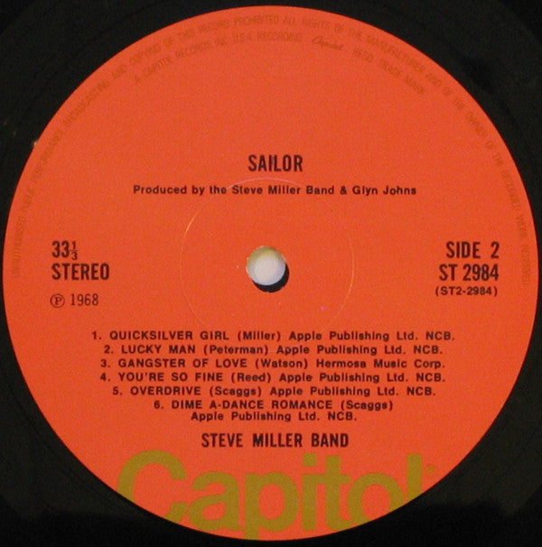 The Steve Miller Band* : Sailor (LP, Album, RE)