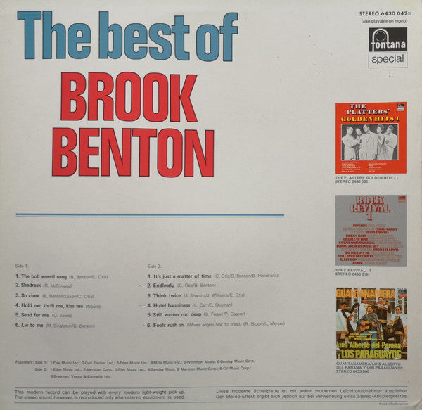 Brook Benton : The Best Of Brook Benton (LP, Comp)