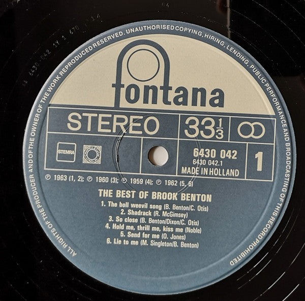 Brook Benton : The Best Of Brook Benton (LP, Comp)