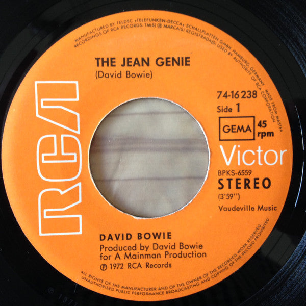 David Bowie : The Jean Genie / Ziggy Stardust (7", Single)