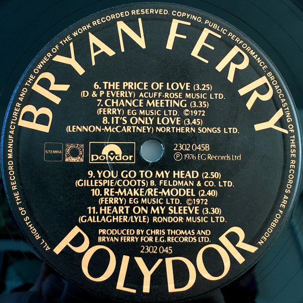 Bryan Ferry : Let's Stick Together (LP, Album, RE)