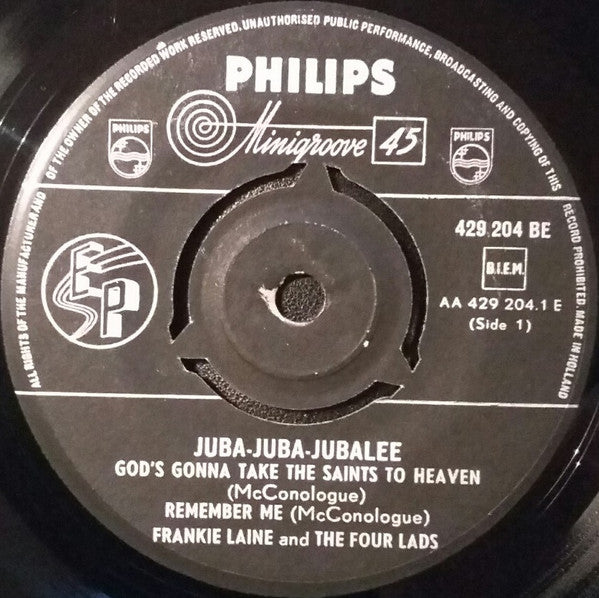 Frankie Laine And The Four Lads : Juba-Juba-Jubalee (7")
