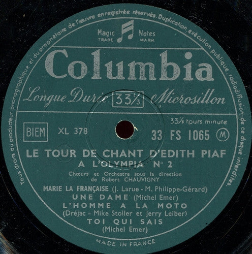 Edith Piaf : Le Tour De Chant D'Edith Piaf N°2 (10", Album)