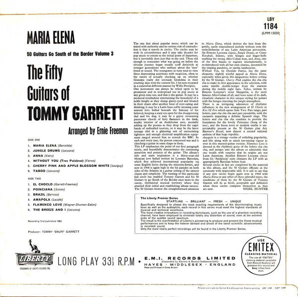 The 50 Guitars Of Tommy Garrett : Maria Elena (LP, Mono)