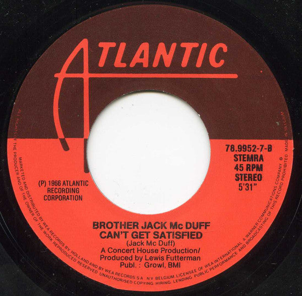 Brother Jack McDuff : Tobacco Road / Can't Get Satisfied (7", Single)