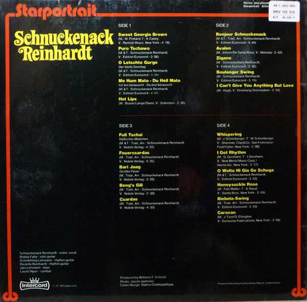 Schnuckenack Reinhardt : Starportrait Schnuckenack Reinhardt (2xLP, Comp)