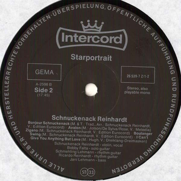 Schnuckenack Reinhardt : Starportrait Schnuckenack Reinhardt (2xLP, Comp)