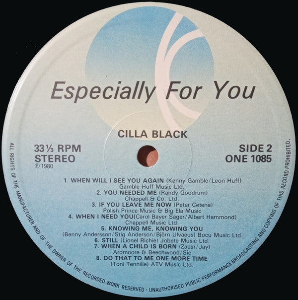 Cilla Black : Especially For You (LP, Album)