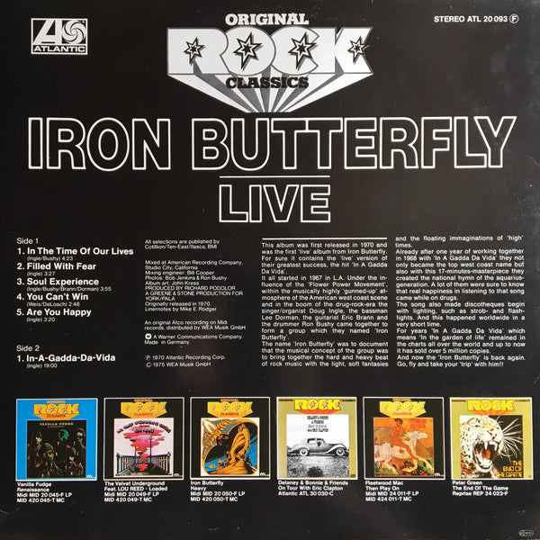 Iron Butterfly : Live (LP, Album, RE)