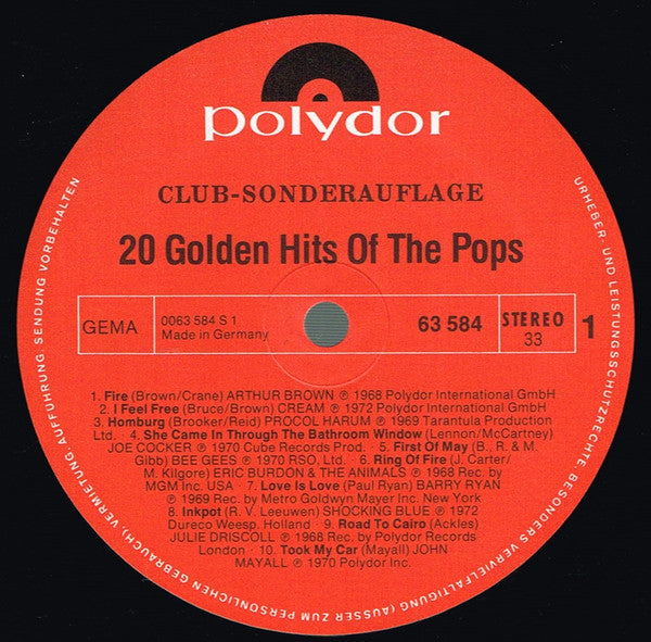 Various : 20 Golden Hits Of The Pops (LP, Comp, Club)