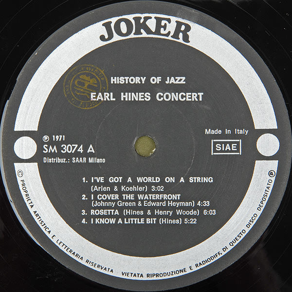 Earl Hines : Earl Hines Concert (LP)