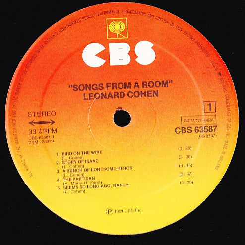 Leonard Cohen : Songs From A Room (LP, Album, RE, Y ()