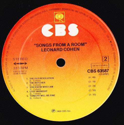 Leonard Cohen : Songs From A Room (LP, Album, RE, Y ()