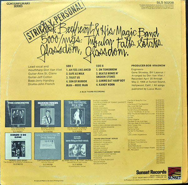 Captain Beefheart And The Magic Band : Strictly Personal (LP, Album, RE)