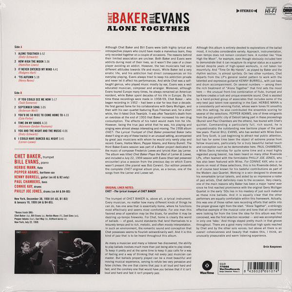 Chet Baker, Bill Evans : Alone Together (LP, Album, Ltd, RE, RM, 180)