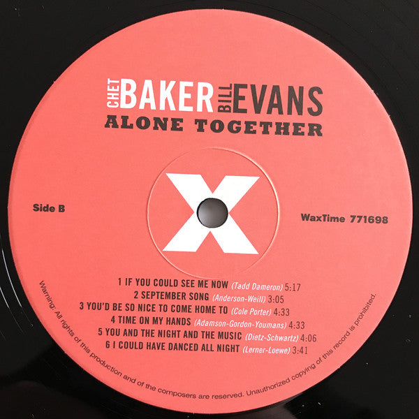 Chet Baker, Bill Evans : Alone Together (LP, Album, Ltd, RE, RM, 180)