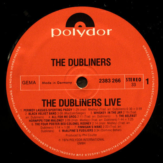 The Dubliners : The Dubliners Live (LP)