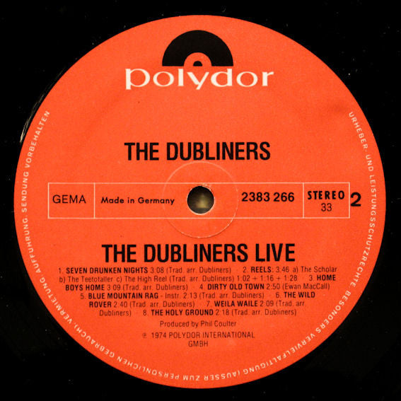 The Dubliners : The Dubliners Live (LP)