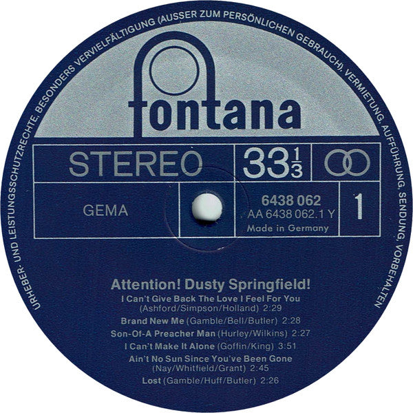 Dusty Springfield : Attention! Dusty Springfield! (LP, Comp)
