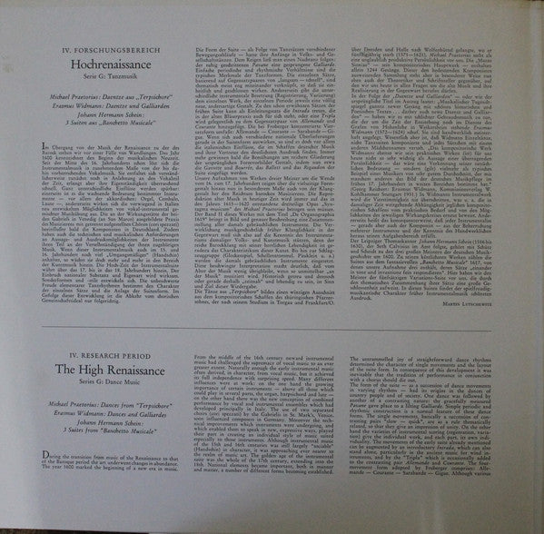 Michael Praetorius · Erasmus Widmann · Johann Hermann Schein, Collegium Terpsichore, Fritz Neumeyer : Tanzmusik Der Praetorius Zeit (Dance Music From The Time Of Praetorius) (LP, RE)