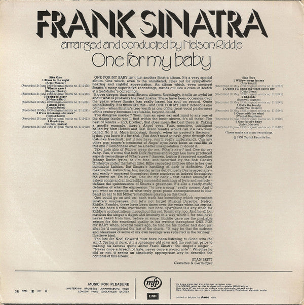 Frank Sinatra : One For My Baby (LP, Mono)