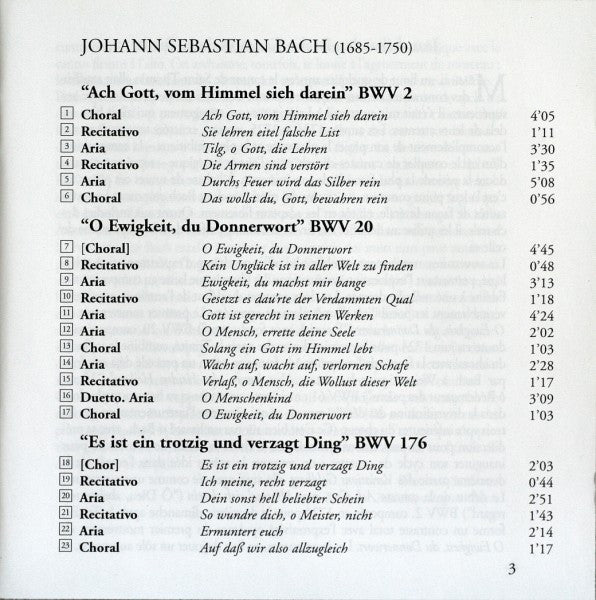 Johann Sebastian Bach - Johannette Zomer, Ingeborg Danz, Jan Kobow, Peter Kooij, Collegium Vocale, Philippe Herreweghe - "O Ewigkeit, Du Donnerwort" Cantatas BWV 2, 20 & 176 (CD) - Discords.nl