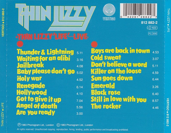 Thin Lizzy : Life Live (2xCD, Album, Fat)