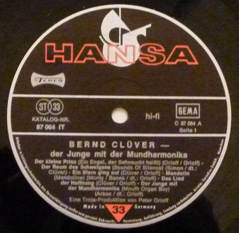 Bernd Clüver : Der Junge Mit Der Mundharmonika (LP, Album, Gat)