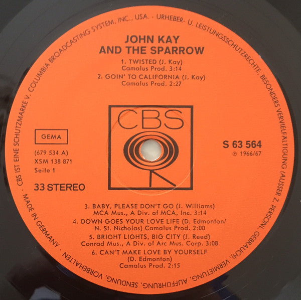 John Kay & The Sparrow : John Kay & The Sparrow (LP, Album)