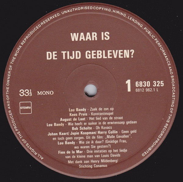 Various : Waar Is De Tijd Gebleven (LP, Comp, Mono)