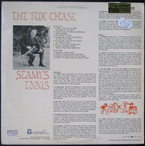 Seamus Ennis : The Fox Chase (LP, Album)