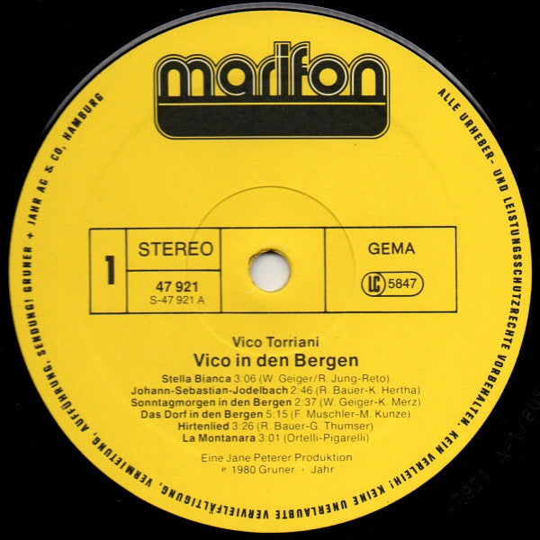 Vico Torriani : Vico In Den Bergen (LP)