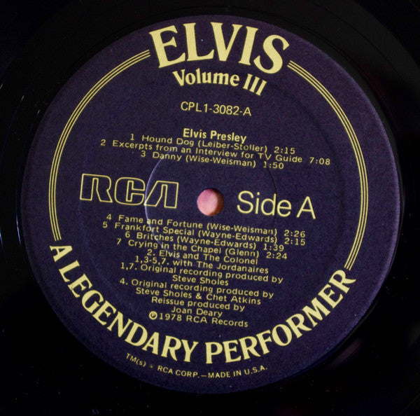 Elvis Presley : A Legendary Performer - Volume 3 (LP, Comp)