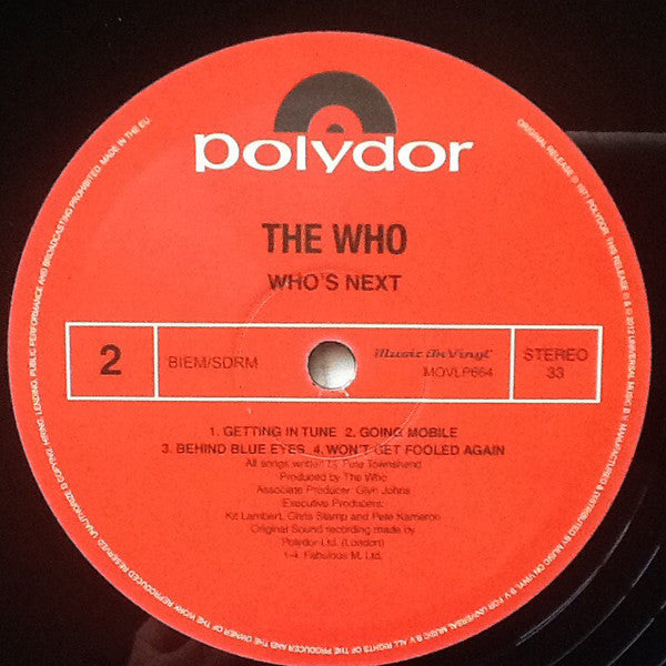 The Who : Who's Next (LP, Album, RE, RM, 180)