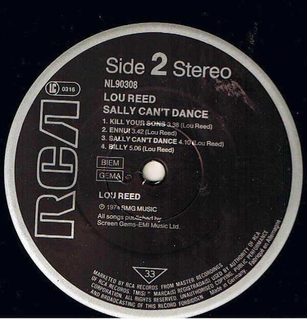 Lou Reed : Sally Can't Dance (LP, Album, RE)