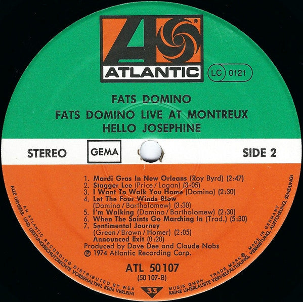 Fats Domino : Fats Domino Live At Montreux 'Hello Josephine' (LP, Album, RE)