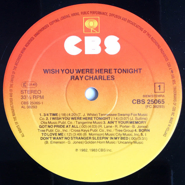 Ray Charles : Wish You Were Here Tonight (LP, Album)