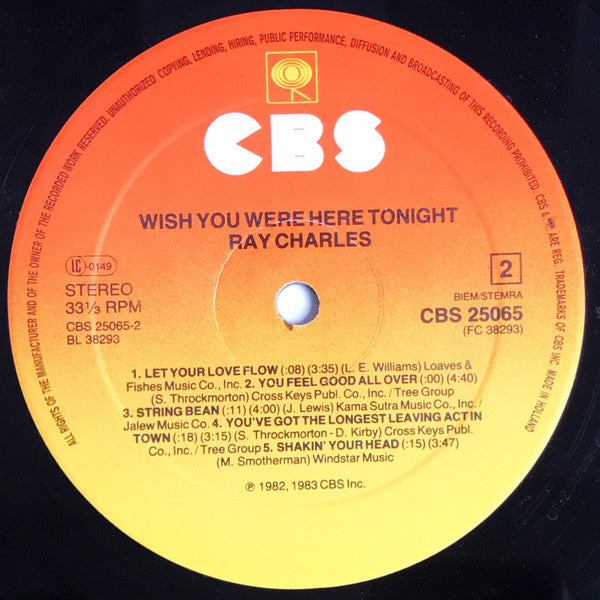 Ray Charles : Wish You Were Here Tonight (LP, Album)