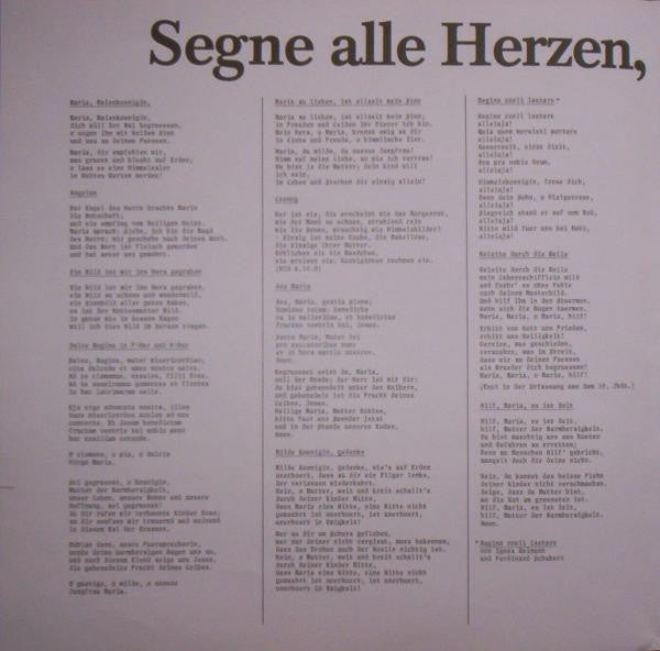 Ignaz Reimann Und Ferdinand Schubert : Maria Maienkönigin - Die Schönsten Schlesischen Und Sudetendeutschen Marienlieder Sowie Chorwerke Von Ignaz Reimann (1820-1885) Und Ferdinand Schubert (1794-1859) (LP, Album, Spe)