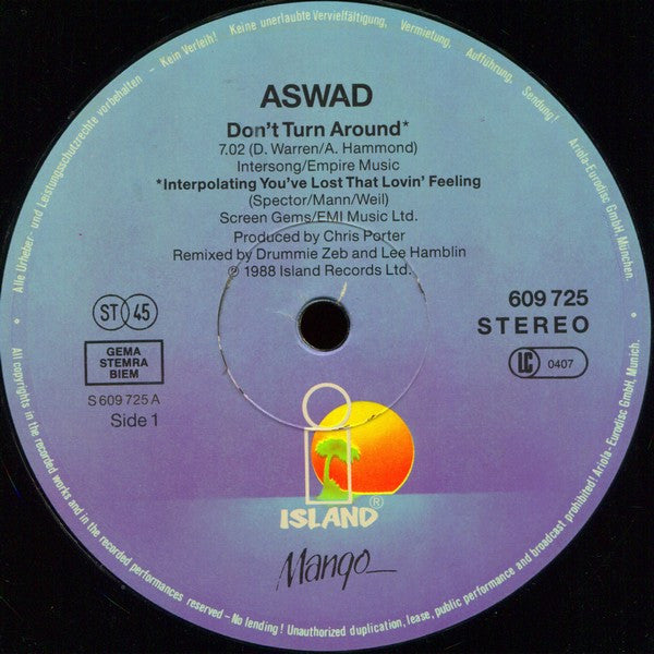 Aswad : Don't Turn Around (12", Maxi)