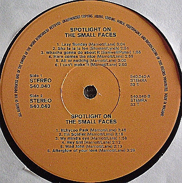 Small Faces : Spotlight On The Small Faces (LP, Comp)