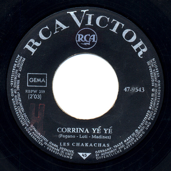 Chakachas : Corrina Yé Yé / Sunday (7", Single, Mono)