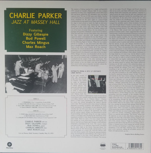 Charlie Parker Featuring Dizzy Gillespie, Bud Powell, Charles Mingus, Max Roach : Jazz At Massey Hall (LP, Album, Ltd, RE, RM, 180)