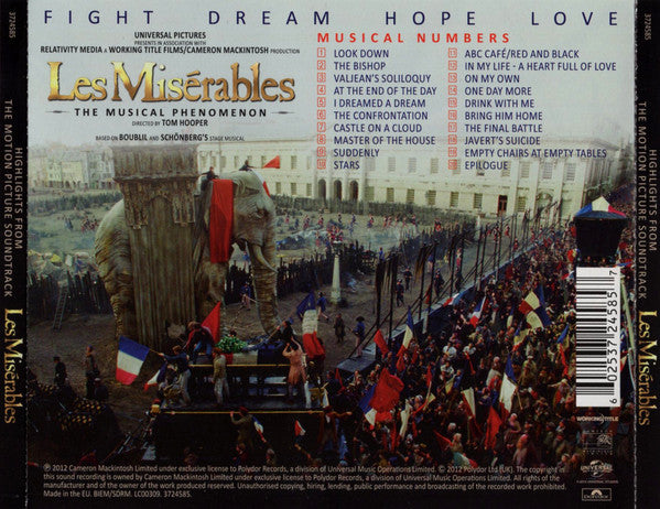 Various : Les Misérables (Highlights From The Original Motion Picture Soundtrack) (CD, Album)