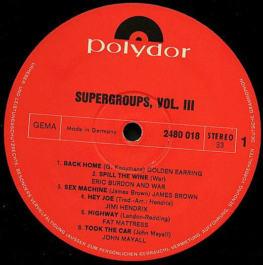 Various : Supergroups, Vol. III (LP, Comp)