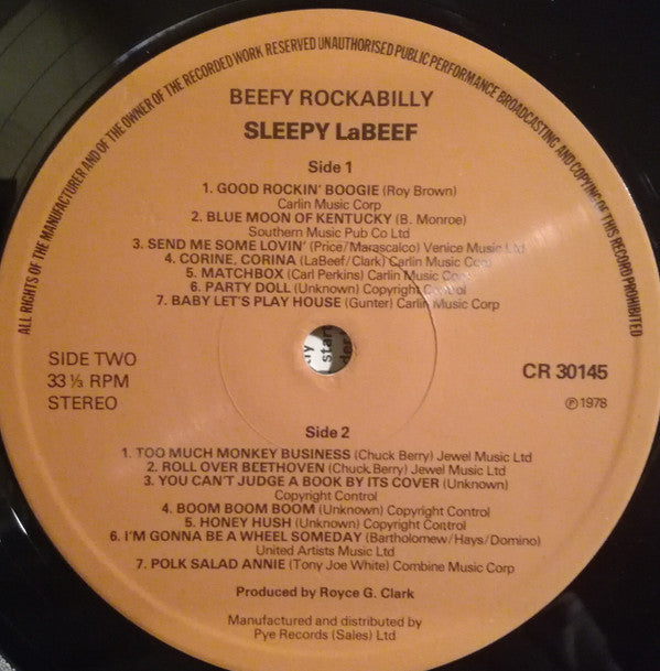 Sleepy La Beef : Beefy Rockabilly (LP, Album)