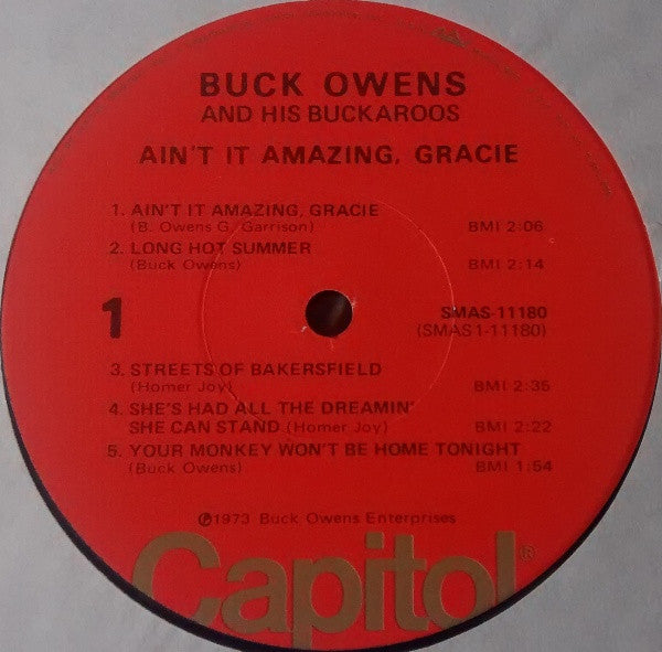 Buck Owens And His Buckaroos : Ain't It Amazing, Gracie (LP, Album, Jac)