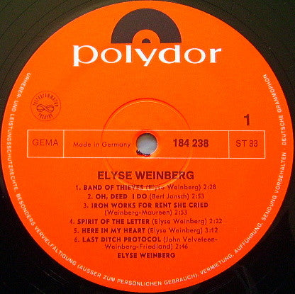 Elyse Weinberg : Elyse (LP, Album)
